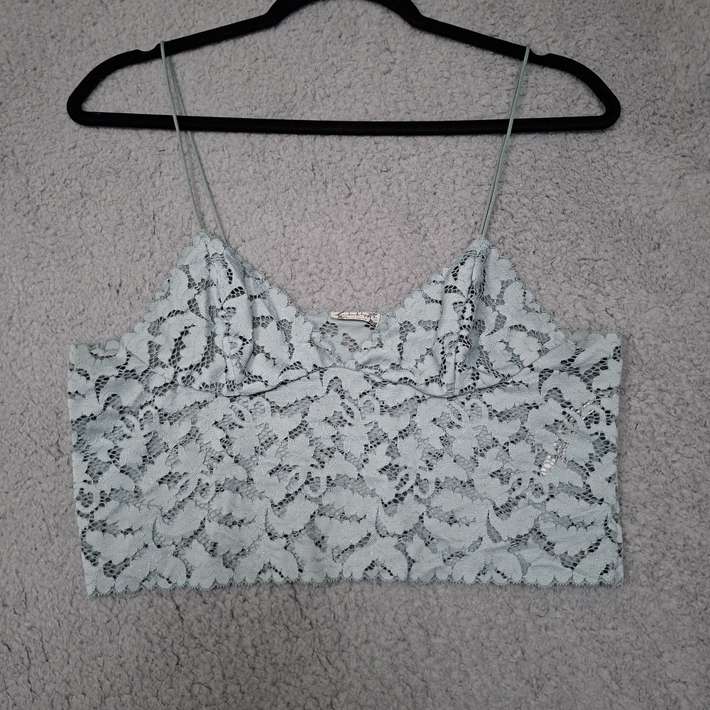 Free People Intimately Lace Camisole S Tank Sea Foam Green Cropped Beachy
